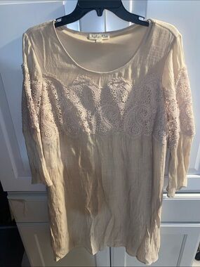 Indigo Rose Cream Crochet-Trim Dress